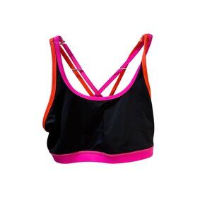 Womens Strappy Black & Pink Sports Bra By WITH Wear It To Heart